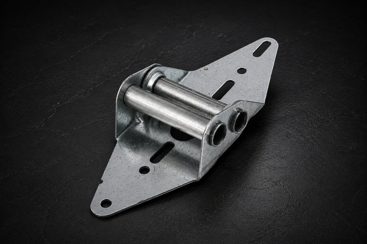 Garage door steel hinge and spring system hardware